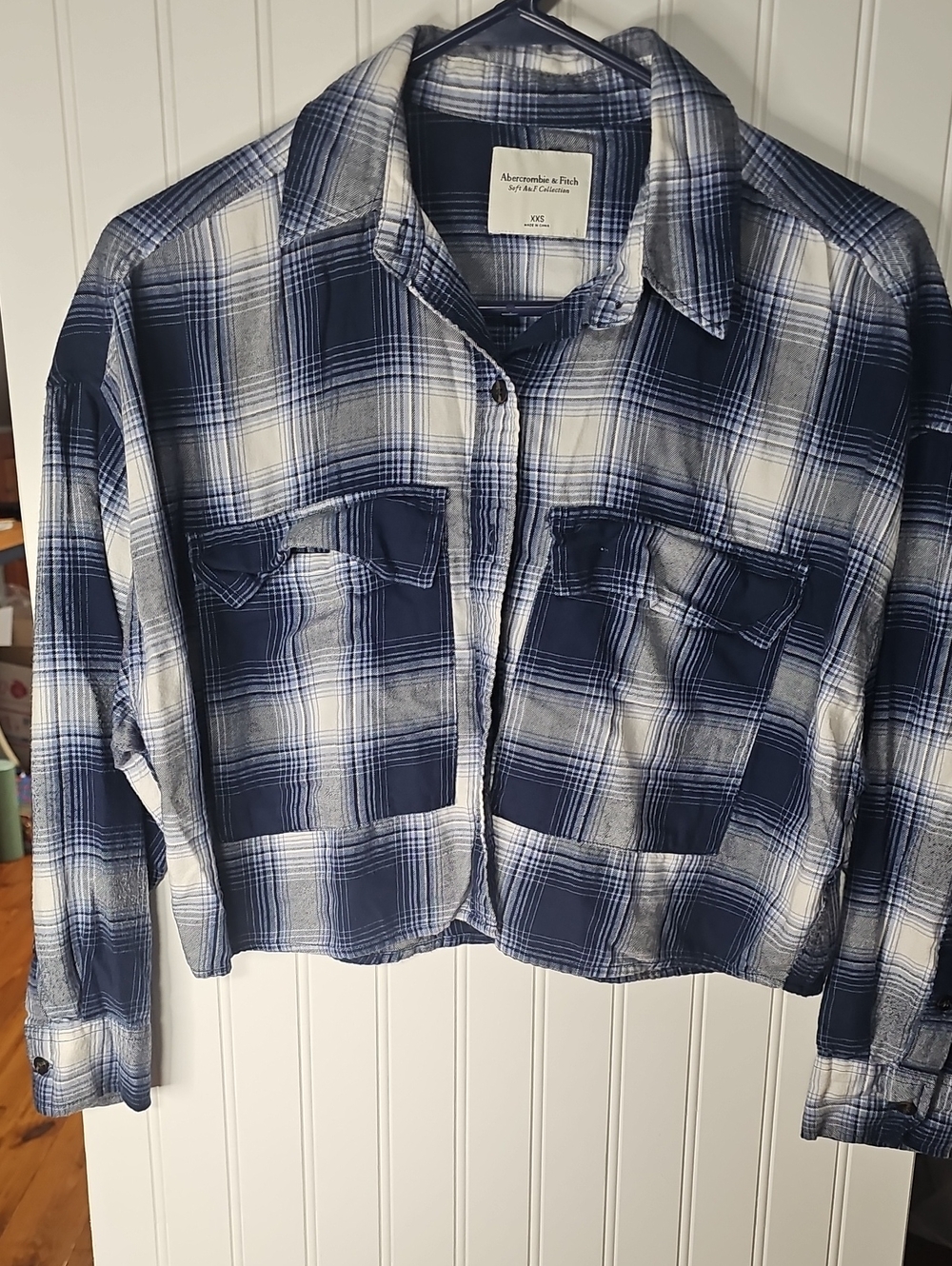 Abercrombie & Fitch Blue and White Plaid Button-Up Will Fit Up To A Medium